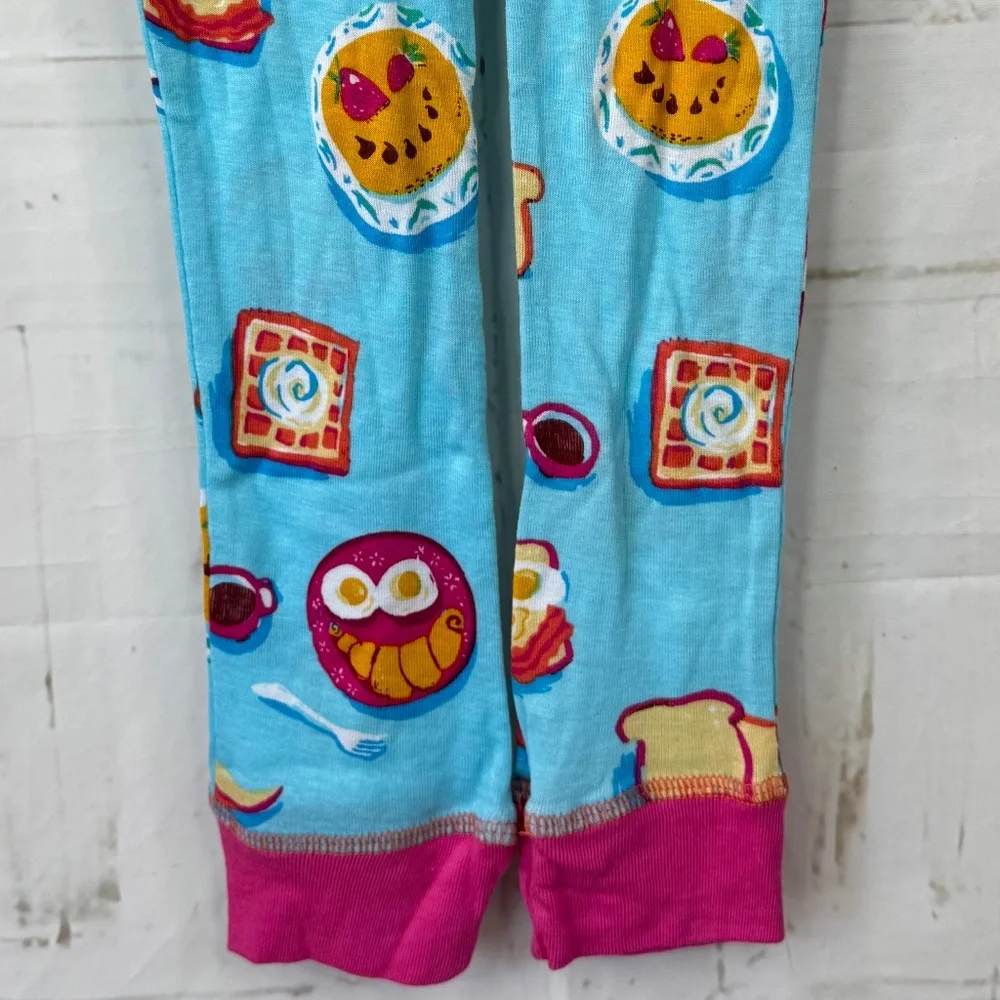 Munki Munki Perfect Pajamas Toddlers Blue Pink Food Pizza One Piece LS 2T